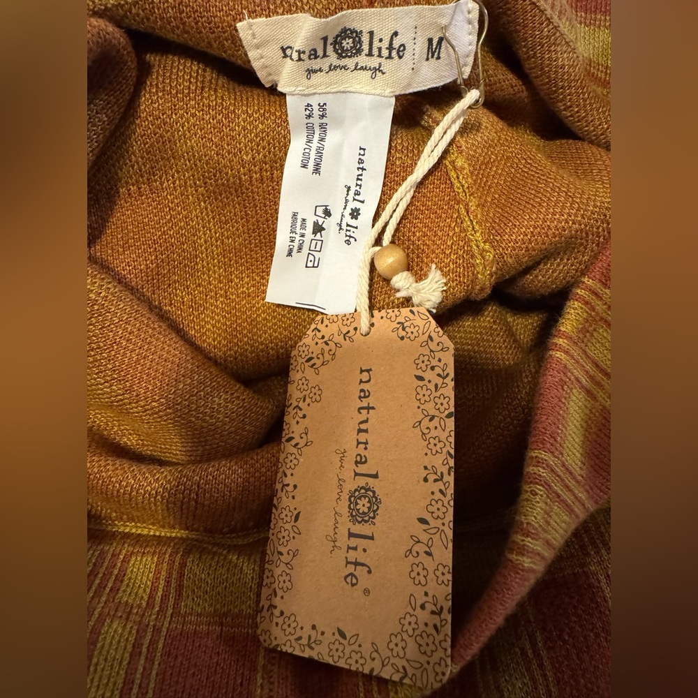 Natural Life On The Horizon Gold Check Wide Leg Pants M NWT - Picture 6 of 7